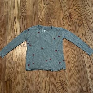 Gray Long Sleeve with Red hearts